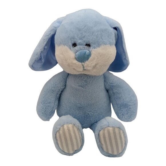 Gitzy Baby Bunny Rabbit Blue White Rattle 14" Plush Stuffed Animal  satin ears - Picture 6 of 8